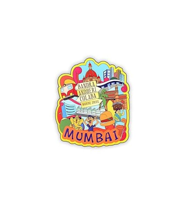 Indian State Theme Wooden Fridge Magnet  Magnet for Home Office Kitchen Refrigerator Door Stylish Decor Souvenir Gift  Indoor Decorative Gift Item (Mumbai Fridge Magnet)